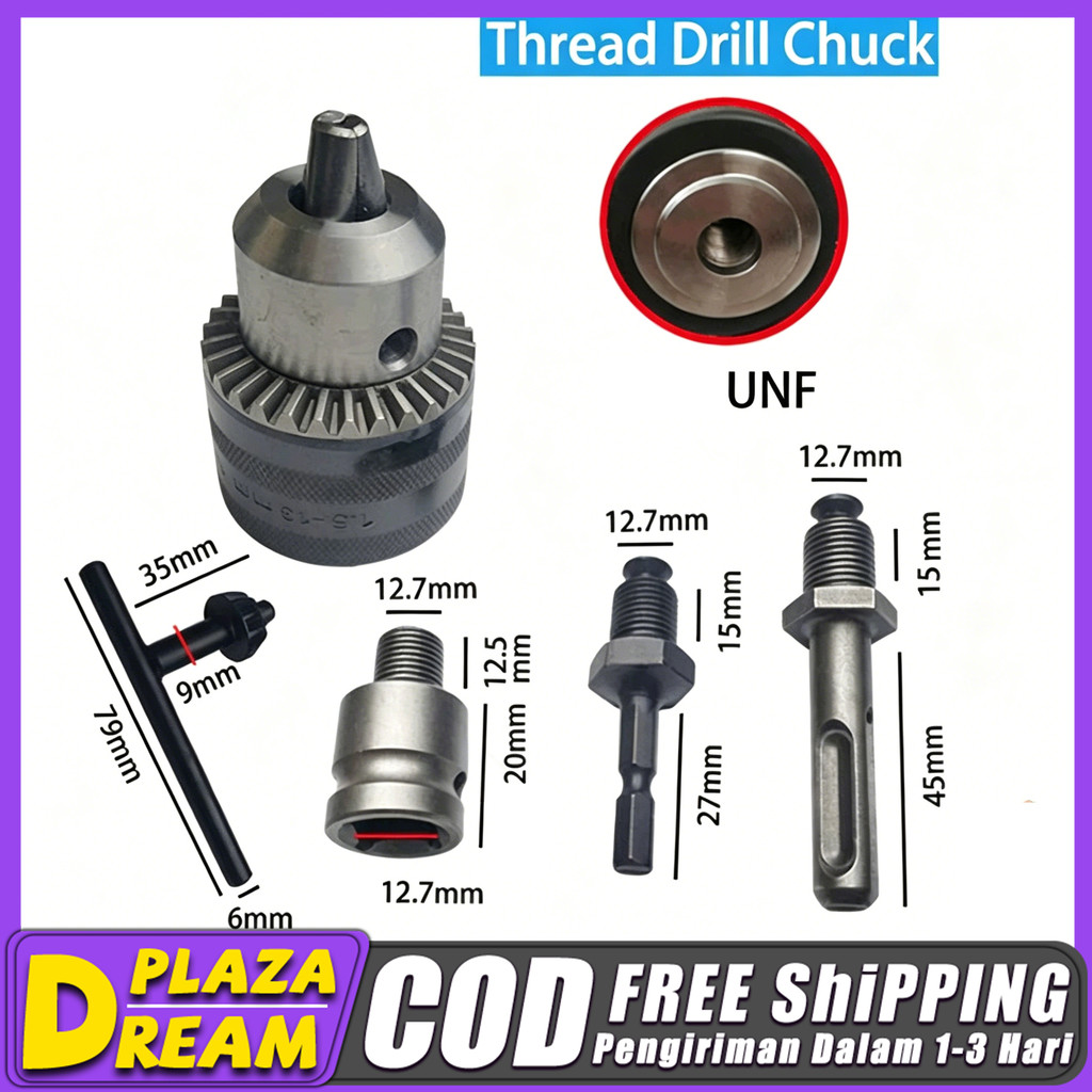 13 mm Chuck Drill Accessory Kepala Chuck 13 mm 1/2" inch Perkakas Bor Tangan - Drill Chuck