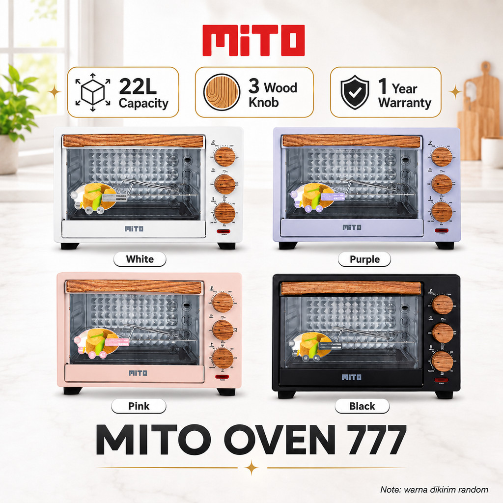 Mito Elektrik Oven MO-777 22L Low Watt Oven Listrik Panggang Kue Ayam Roti - DM
