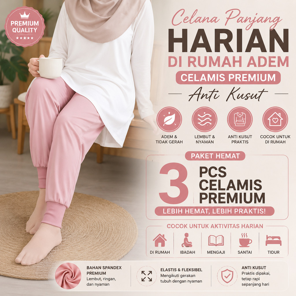 Celana Panjang Harian di Rumah Adem | Celamis Premium Anti Kusut