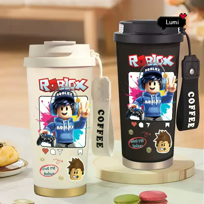 Motif Robux keren menarik Tumbler Termos 500ml Large Capacity Coffee Mug,High-End, Portable, Office 