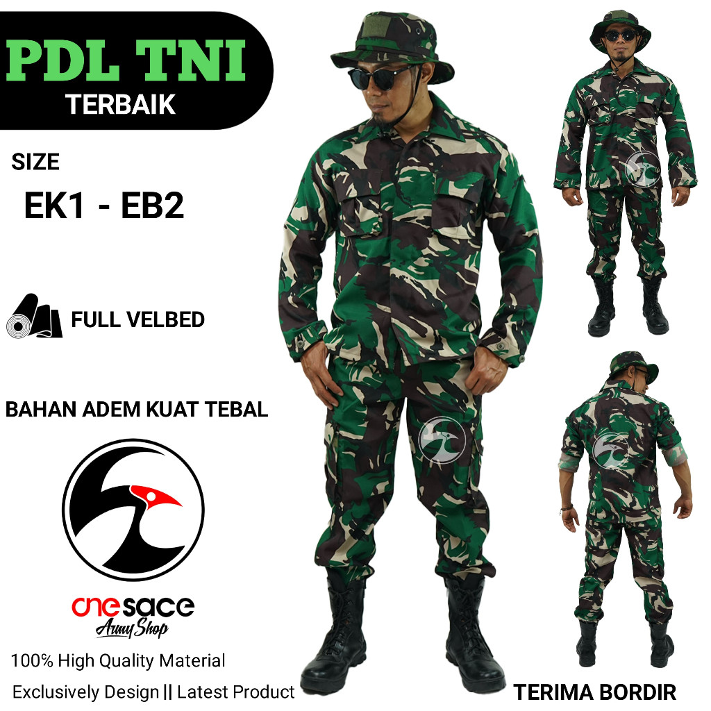 Setelan Baju PDL TNI Bahan Velbed Premium Loreng Malvinas - PDL Tempur TNI AD - PDL
