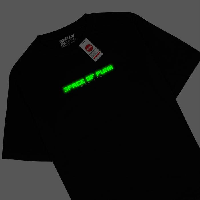 (Gratis Stiker) Ngab Kaos Baju Dewasa Sablon Glow In The Dark Space of Punk Hitam NB134 Unisex Pria 
