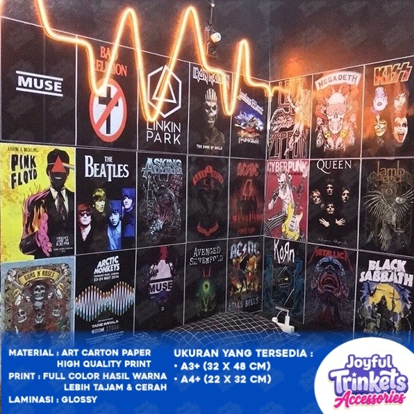 (PART 4) Poster Band Metal Rock Pop Punk A3 A4 - Poster Dinding Aesthetic - Dekorasi Kamar Tidur - P