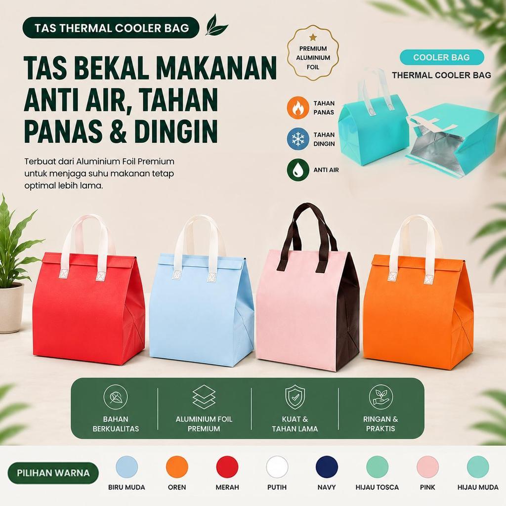 Tas Thermal Cooler Bag - Cooler Bag Aluminium Foil Thermal - Tas Bekal Makanan Anti Air Tahan Panas 
