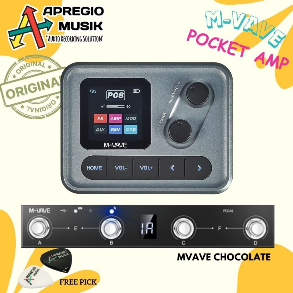 M-Vave Mvave Pocket Amp pocketamp - Portable Multi Effect Guitar dan bass bukan sonicake pocket mast