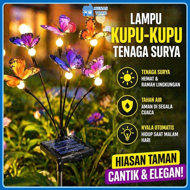Lampu Kupu Kupu Surya LED Tahan Air IP65 Lampu Taman Outdoor Ayun Dekorasi Cahaya Hangat