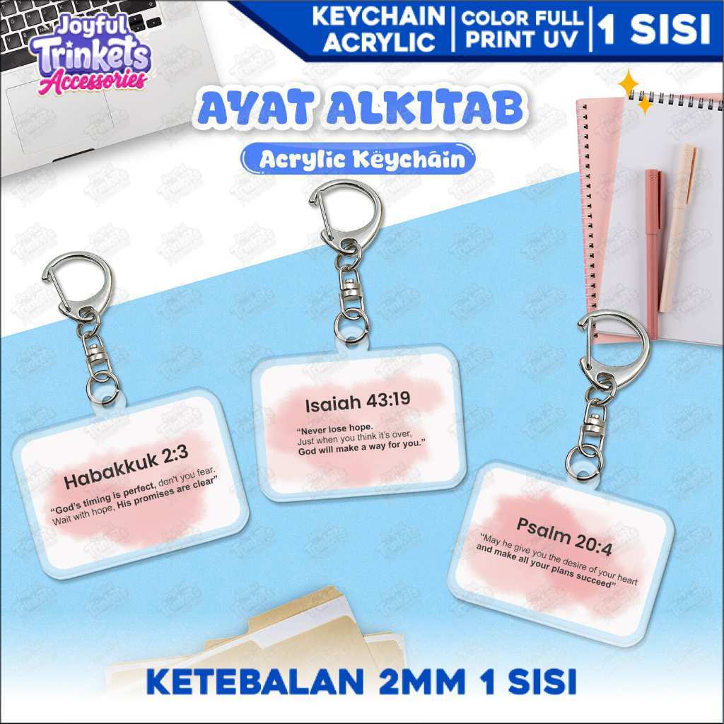 Gantungan Kunci Alkitab Akrilik | Acrylic Keychain Ayat Alkitab Kristen Premium