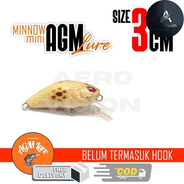 Lure AGM MINI MINNOW Kayu Floating Handmade Wood Jati Belanda - 3 cm