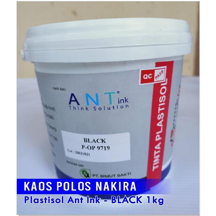 READY Tinta Sablon Kaos Plastisol ANT Ink / Cat Plastisol Black / Hitam 1 kg - Black