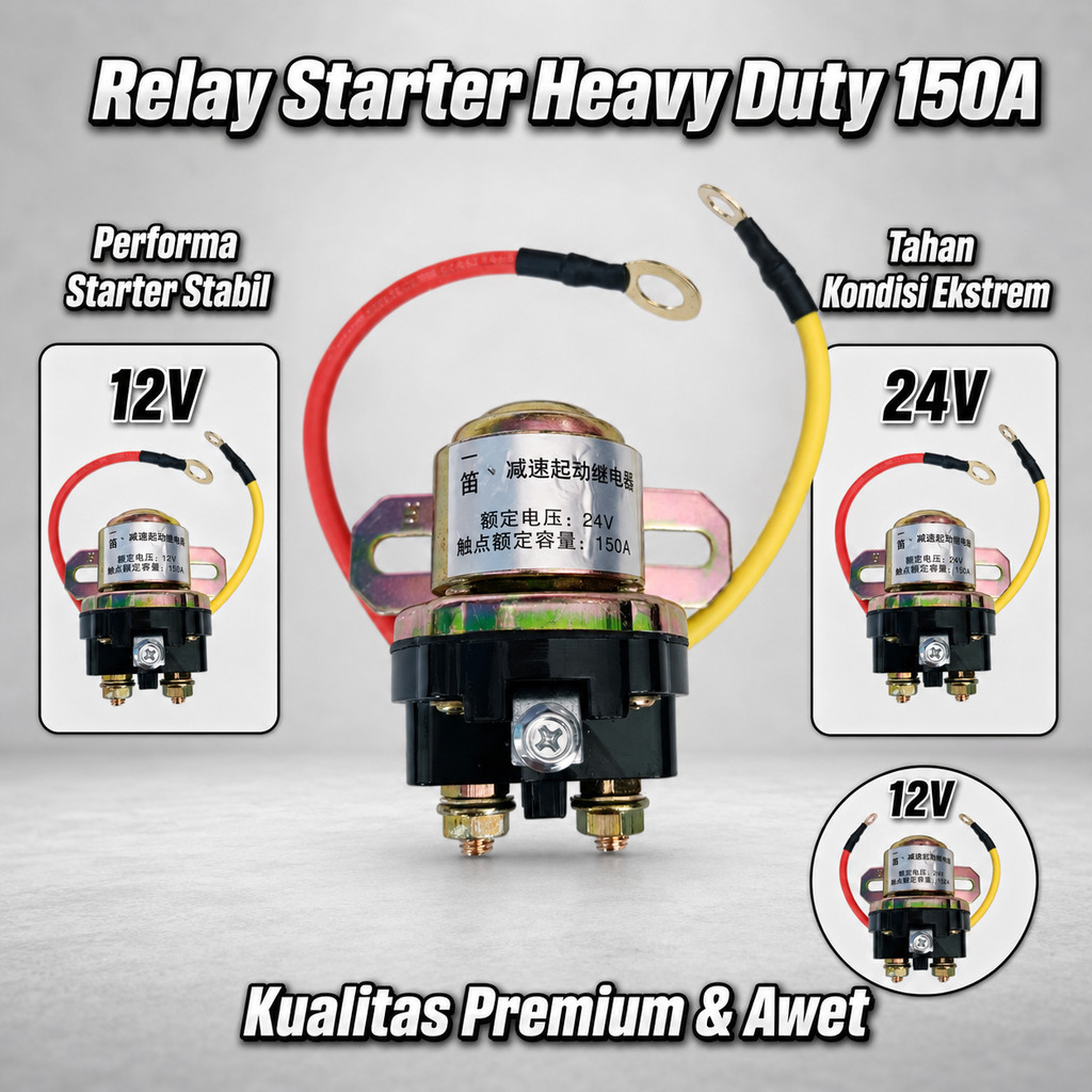 Relay Starter 12V 24V 150A Heavy Duty Solenoid Switch untuk Starter Mobil Motor dan Kendaraan Berat