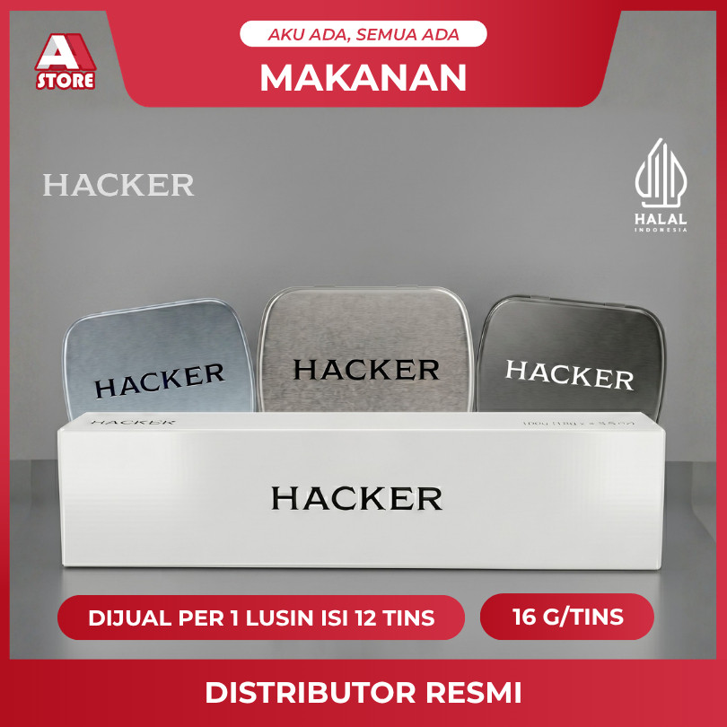 HACKER Permen Mint Bebas Gula 16gr Sugar Free Candy Halal BPOM 1 Dus