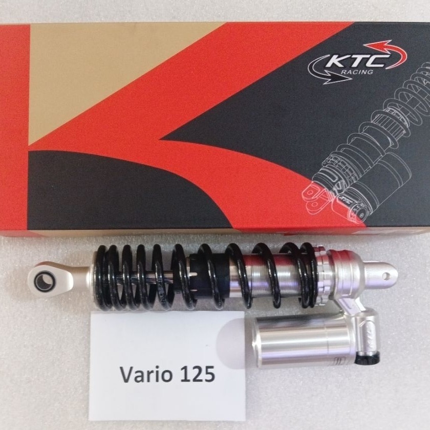 SHOCK BELAKANG KTC RACING APEX,HONDA VARIO 125, 325MM HITAM/SILVER