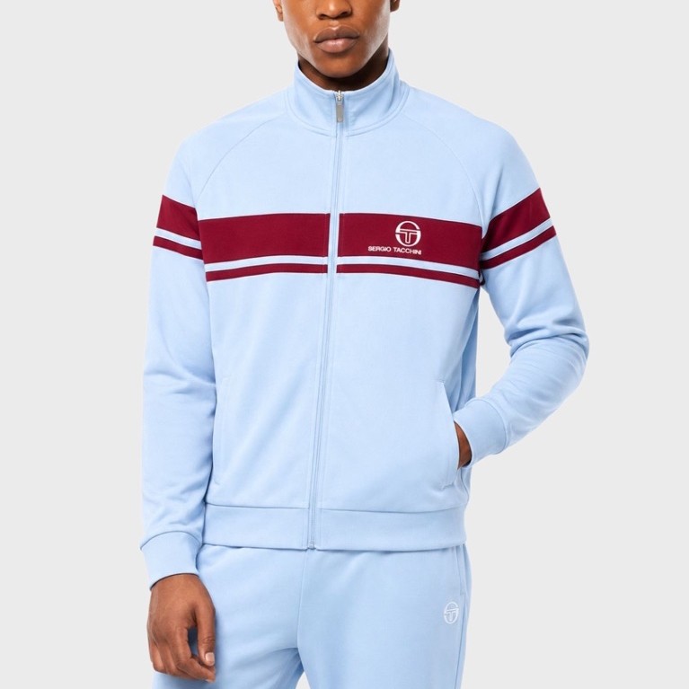 Sergio Tacchini Damarino Tracktop Jacket In Airy Blue / Burgundy