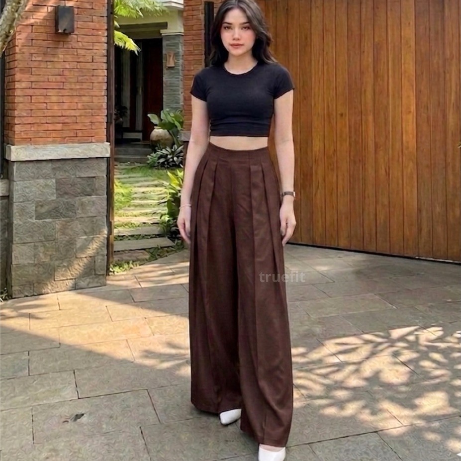 Truefit | Lavie Pants - Celana Wanita Highwaist Kulot Palazzo Celana Kulot Jumbo Loose Pants