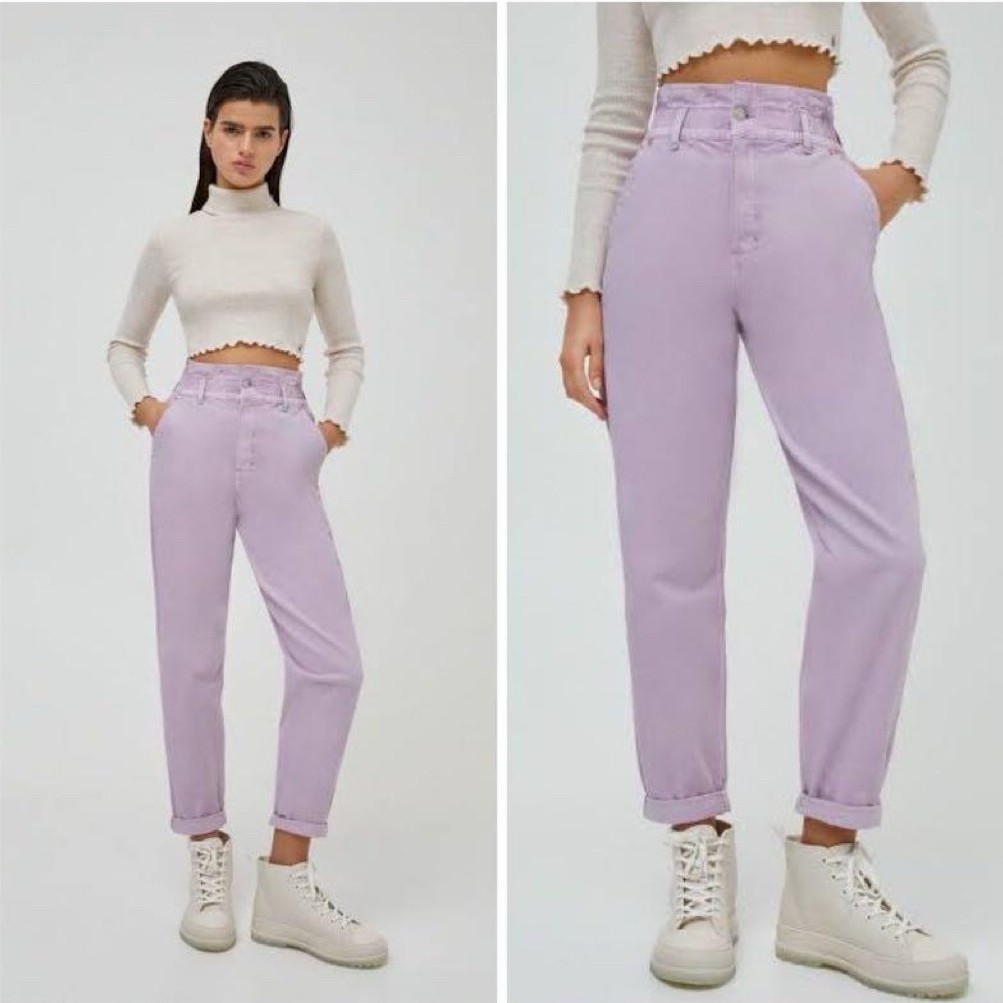 pull and bear pull&bear lilac purple jeans slouchy preloved size 42