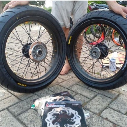 Terlaris! Sepaket Velg Supermoto Klx 150 D-Tracker 150 Super Moto Plus Ban
