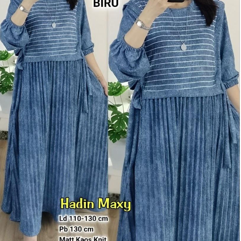 DRESS MAXI JUMBO/HADIN/DRESS MAXI WANITA KAOS KNIT LD 130 CM FIT XXXL