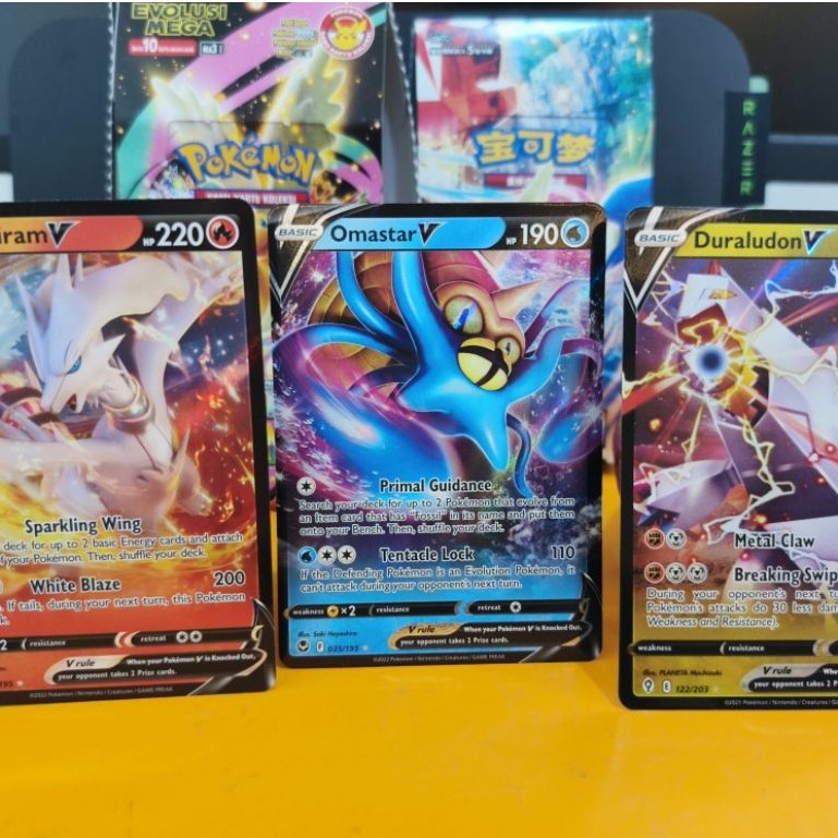 Pokemon TCG (ENG) - Reshiram V 024/195 - Omastar V 035/195 - Duraludon V 112/203