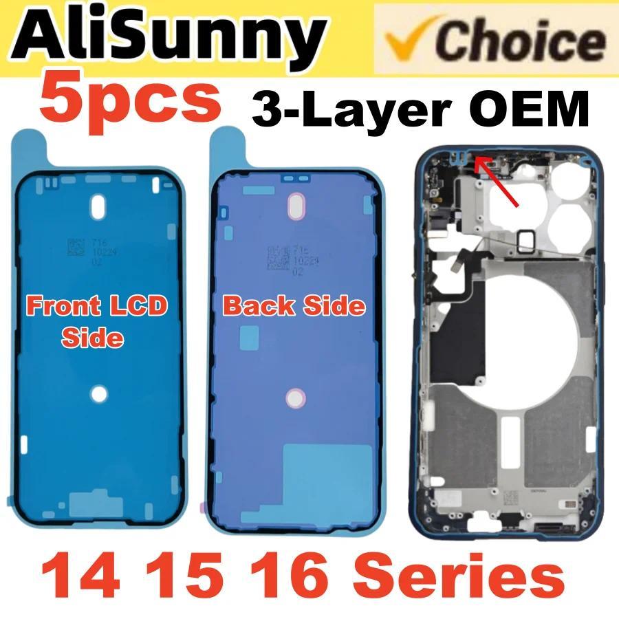 5pcs Stiker Segel Tahan Air Penutup Belakang Samping Untuk iPhone 16 Plus 15 Pro Max 14 16E Layar LC
