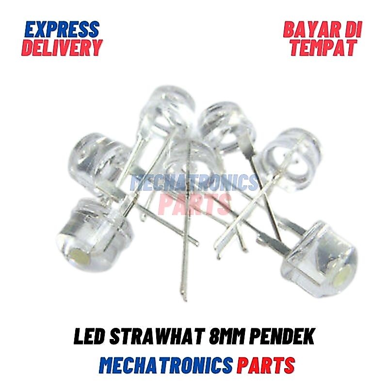 Led Strawhat 8mm Super Terang Warna Kuning .