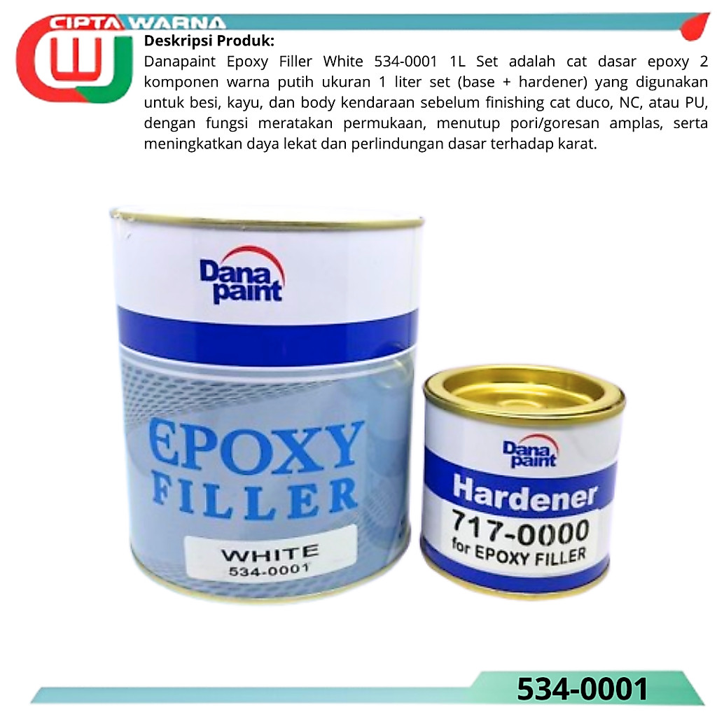 Danagloss Epoxy Filler Epoksi 1L Cat Dasar Putih - CWJ
