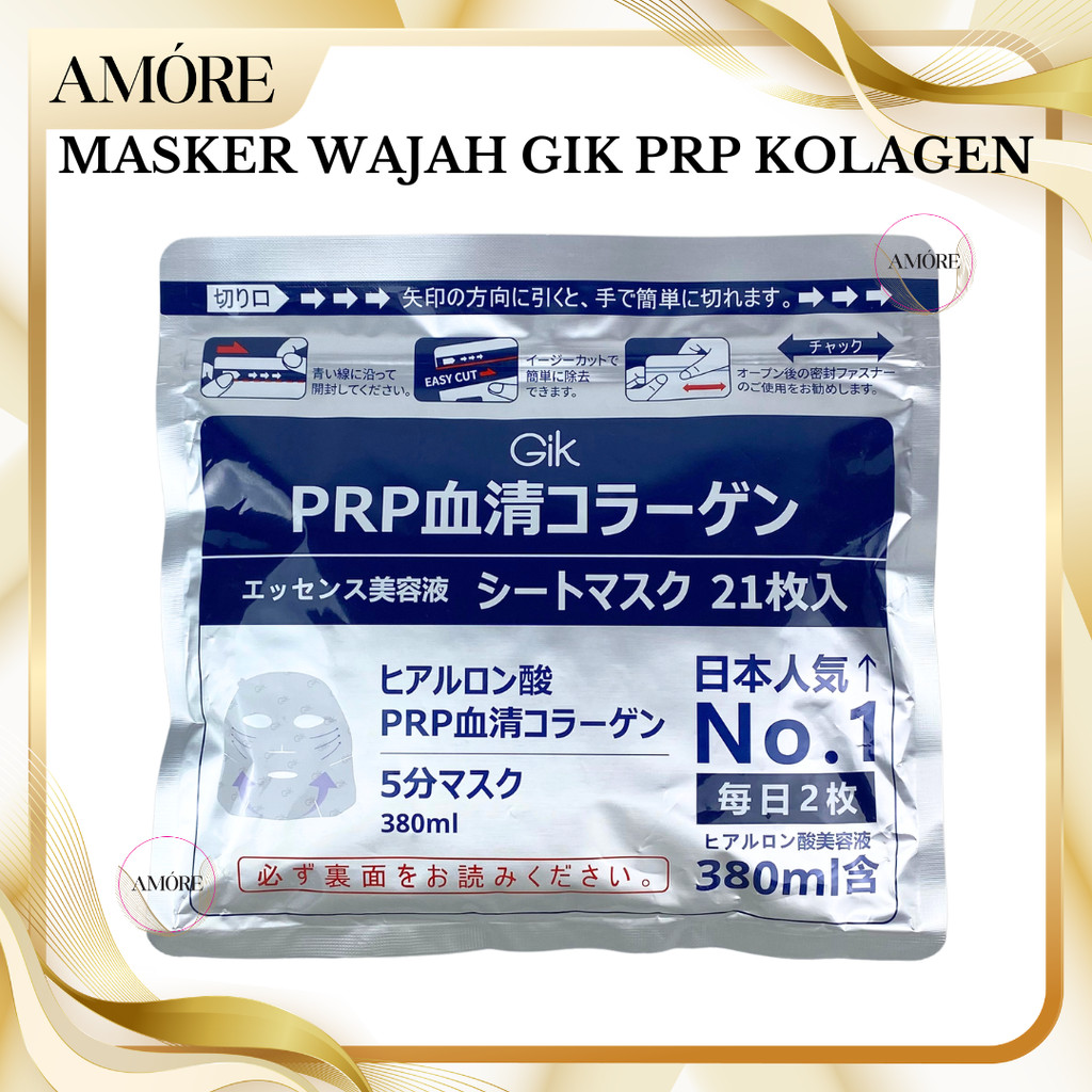 Masker Wajah GIK PRP Kolagen Serum 21 Lembar Hyaluronic Acid Sheet Mask Essence