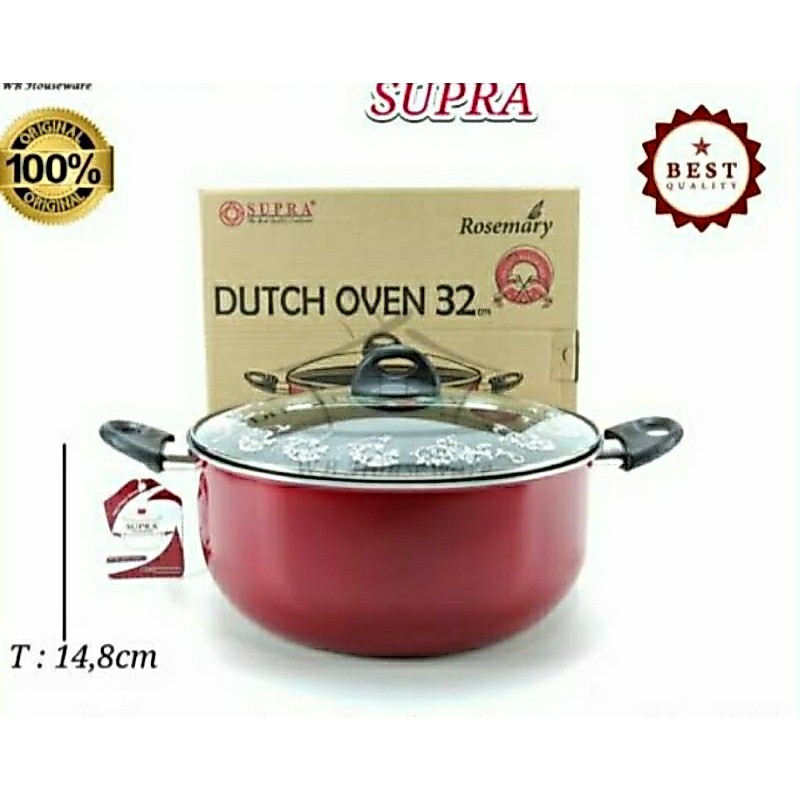 Panci Supra Dutch Oven 32CM Rosemary Panci Teflon Gagang Dua 32cm