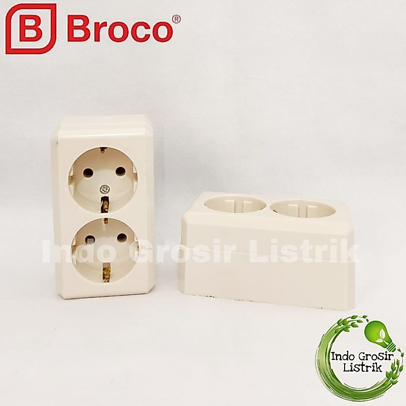 Broco Stop Kontak 2 Lubang Buka Outbow Stop Kontak 2 Lubang Cream
