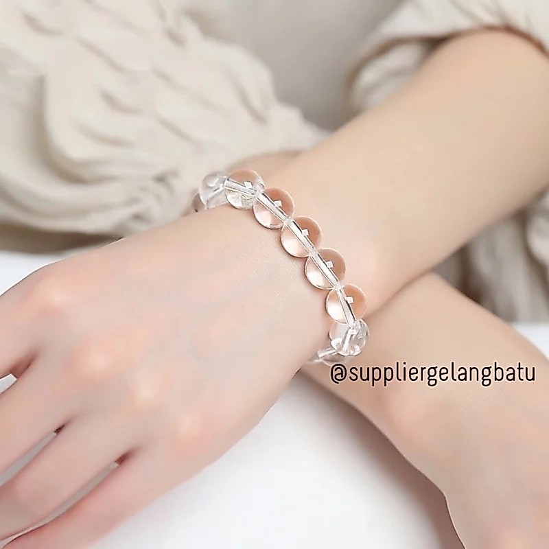 gelang batu kristal healing CLEAR QUARTZ  8mm 10mm bening natural akik
