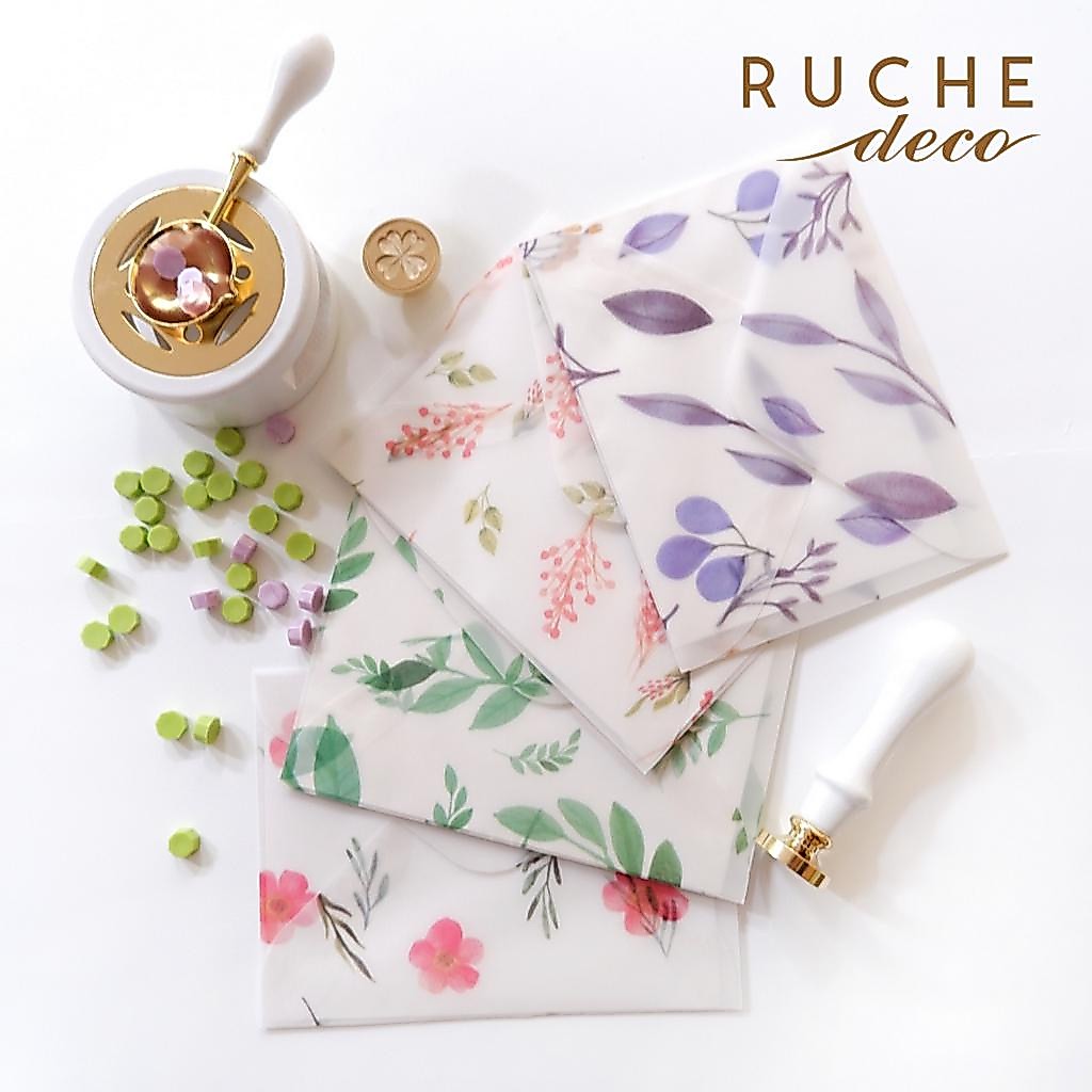 RUCHE DECO - Flower Transparent Envelope / Amplop Transparan / Amplop Kalkir Motif Bunga / Amplop Ka