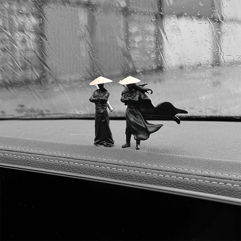 Swordsman Statue Car Dashboard Decoration Chinese Style Retro Swordsman Mininature Figurine Statue O