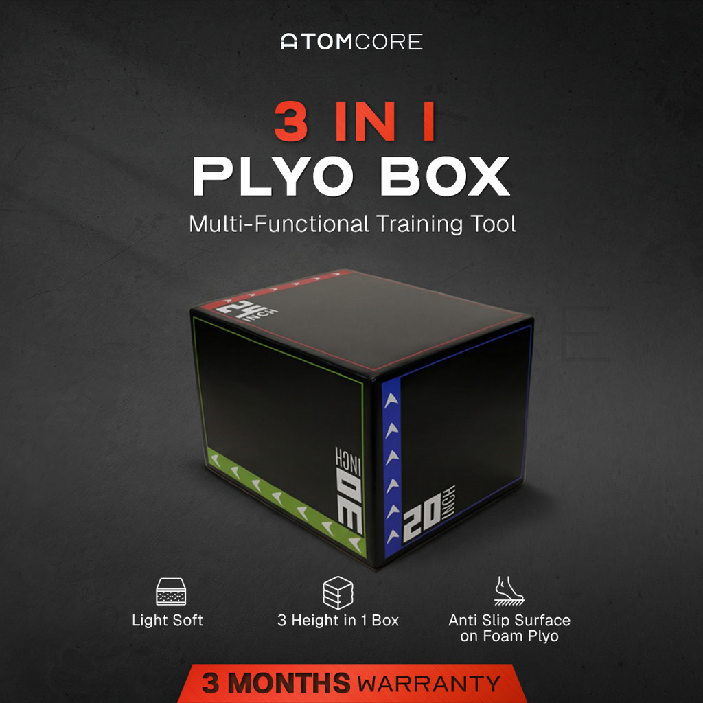 Atomcore 3in 1 Plyo Box Foam Light Soft  - Jump Box Crossfit Home Gym 75×60×50 cm