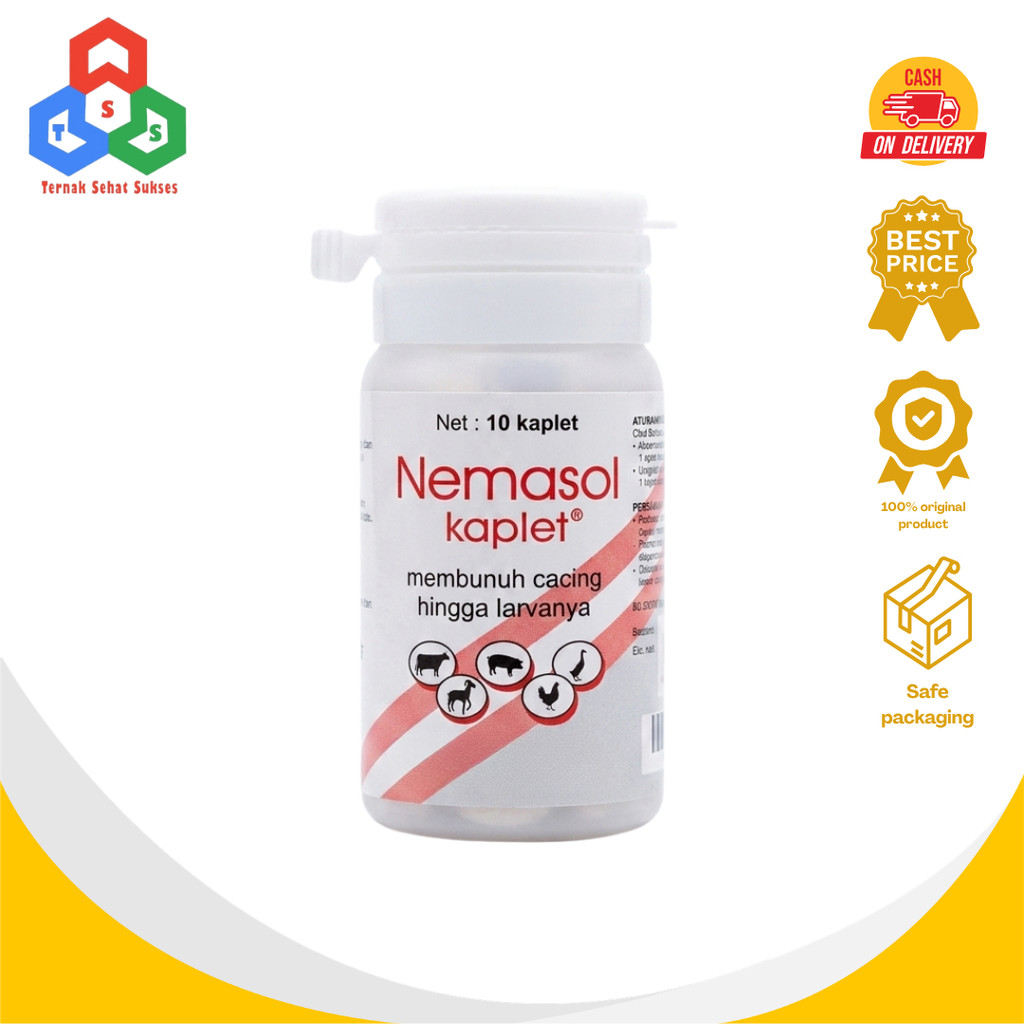 Nemasol 10 Kaplet - Obat Cacing Sapi Kambing Babi Unggas Kerbau Kuda