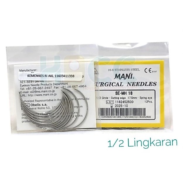 Jarum Hecting Mani Kulit 1/2 Lingkaran Segitiga
