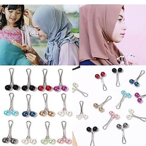 Jepitan Jilbab Wanita Muslim 12 Pieces/set Bros Mutiara Peniti Jepitan Jilbab Tetap
