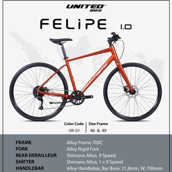 sepeda Hybrid Gravel UNITED FELIPE 1.0 alloy - Or.gy