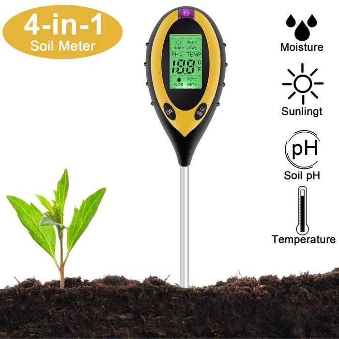 Alat Pengukur Temperatur dan Kelembapan PH Tanah Digital 4 in 1 Soil Survey Instrument AMT-300 Meter