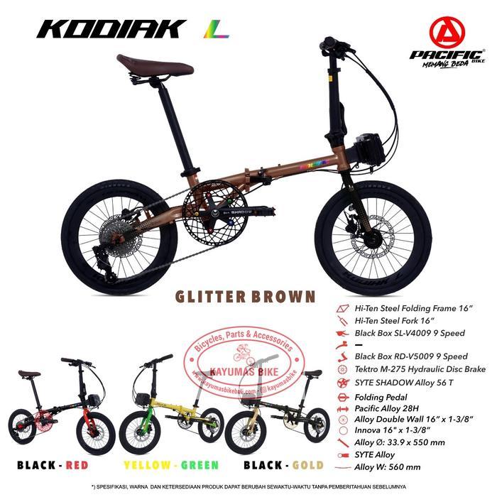 SEPEDA LIPAT 16 349 PACIFIC KODIAK L 9 SPEED HYDRAULIC DISC BRAKE - Gold