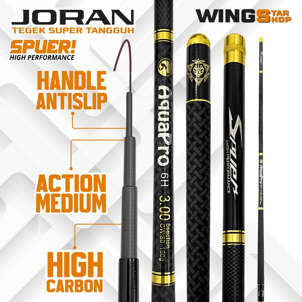 Joran Pancing Tegek Carbon Weave 2.4-4.5 Meter Heavy Class 6H Sensitif Backbone Tebal dan Kuat Anti 