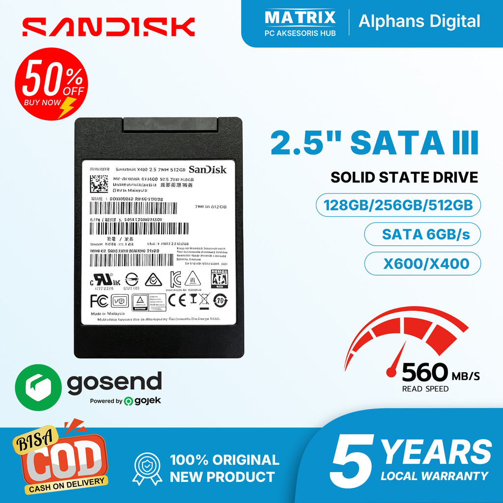 SSD SanDisk 128GB 256GB 512GB X600 X400 SDSSDH3 SATA 2.5 Inch M.2 NGFF Untuk Laptop PC Komputer Inte