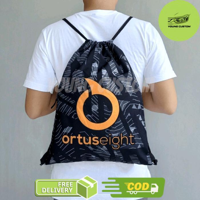 Tas Serut Olahraga Pria & Wanita Ortus Motif Woodie Grey Black - -, -