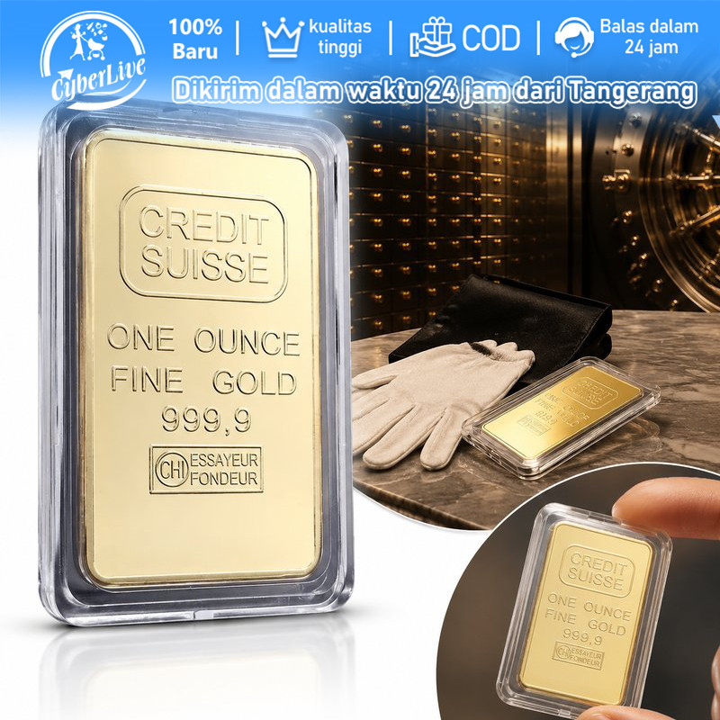 Replika Emas Credit Suisse 999.9 Gold Bar Replica Souvenir Logam Mulia Koin Souvenir