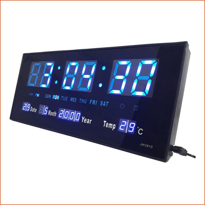 Jam Dinding Digital LED Meja LED Clock 3615 Biru - Biru