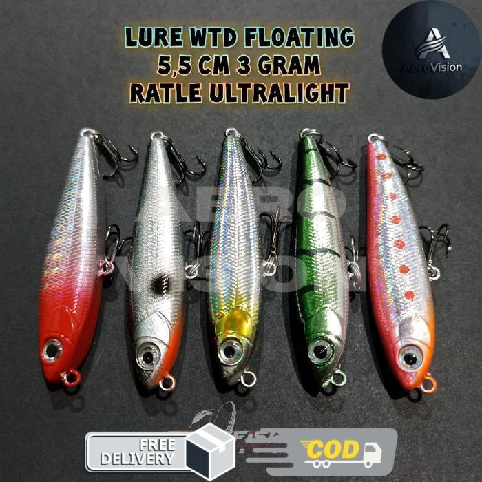 Lure wtd floating 5,5 cm 3 gram umpan pancing casting cocok untuk ultralight ul fishing Ikan - redhe