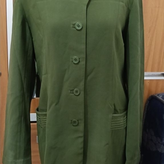 pl Long blazer hijau formal /guru bahan jas berfuring branded