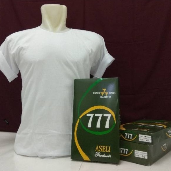 ( 3 Pcs ) Kaos Pria 777 Katun Tipis Berlengan, Kaos Dalam Pria, Kaos 777, Oblong 777, jamil88