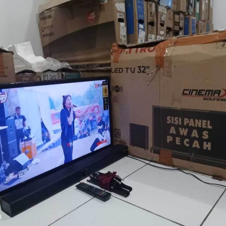 TV LED POLYTRON SOUNDBAR 32 INC SUDAH DIGITAL TANPA STB KONDISI BEKAS SIAP PAKAI (7705)