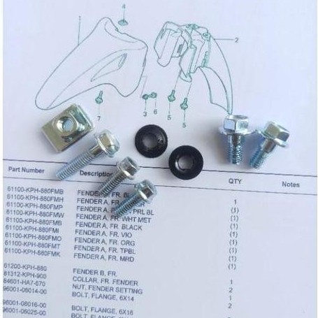 baut set spakbor depan honda kharisma supra x125 original