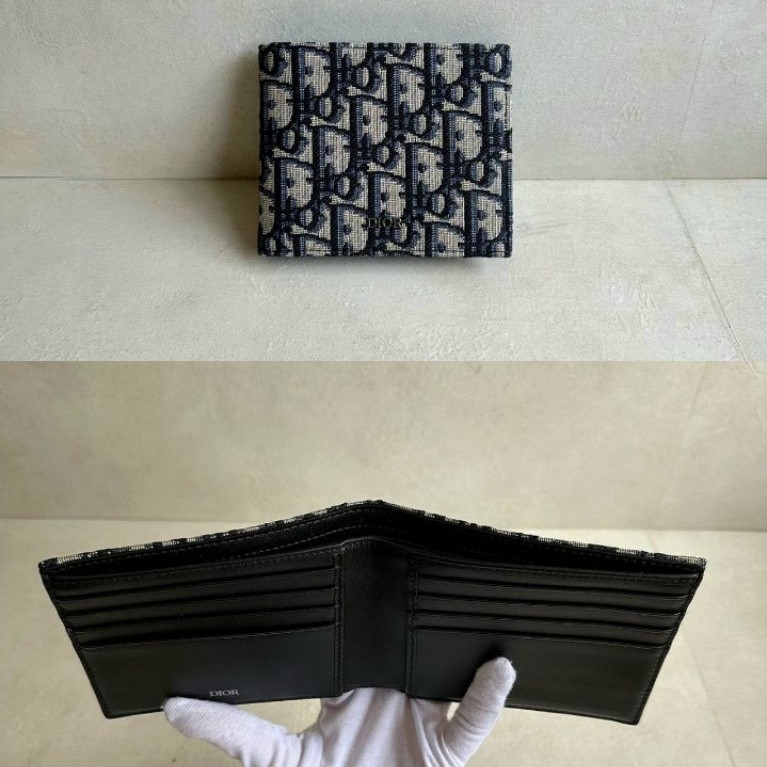 Dior Bifold Oblique Navy Jacquard Wallet Man