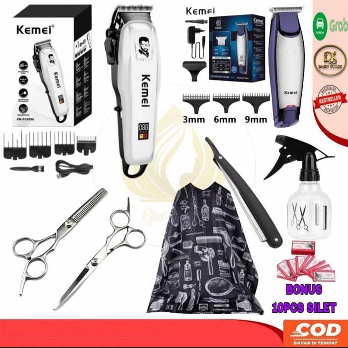 SATU PAKETAN MESIN CUKUR ELEKTRIK SET GUNTING CUKUR BARBERSHOP Sisir - PAKET BARBERSHOP 1